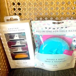 New Sphynx blue portable all-in-one razor with refill pack of three
